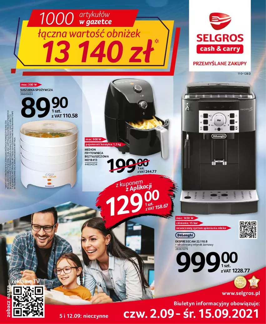 Gazetka promocyjna Selgros - Oferta przemysłowa - ważna 02.09 do 15.09.2021 - strona 1 - produkty: Kosz, LG, Młynek, Suszarka