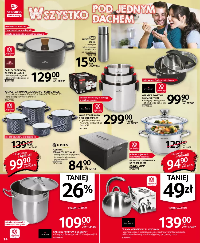 Gazetka promocyjna Selgros - Oferta przemysłowa - ważna 02.09 do 15.09.2021 - strona 14 - produkty: Czajnik, Garnek, Garnek z pokrywą, Miarka, Piekarnik, Pojemnik, Pokrywa, Rondel, Termos, Uchwyty