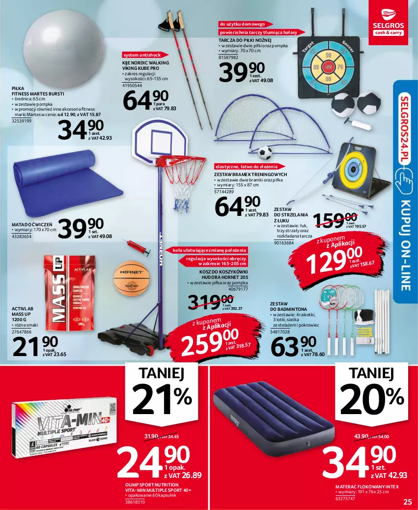 Gazetka promocyjna Selgros - Oferta przemysłowa - ważna 02.09 do 15.09.2021 - strona 25 - produkty: Kije, Kosz, Materac, Noż, Pokrowiec, Pompka, Por, Siatka, Sok, Sport, Tera, Vita-Min