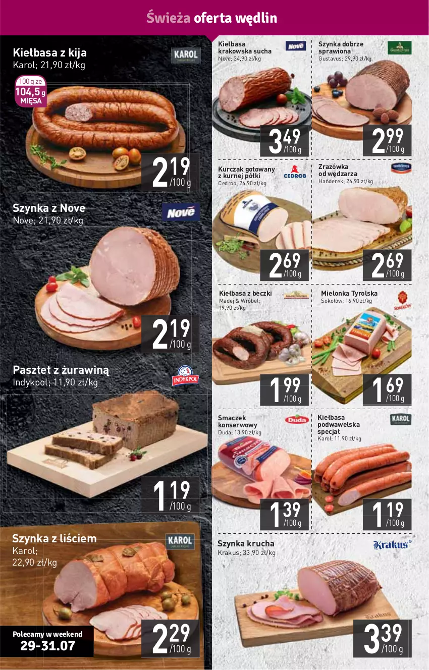 Gazetka promocyjna Stokrotka - Supermarket - ważna 29.07 do 04.08.2021 - strona 4 - produkty: Duda, HP, Kiełbasa, Kiełbasa krakowska, Kiełbasa podwawelska, Krakus, Kurczak, Kurczak gotowany, Mielonka tyrolska, Pasztet, Ser, Sok, Sokołów, Szynka, Wawel