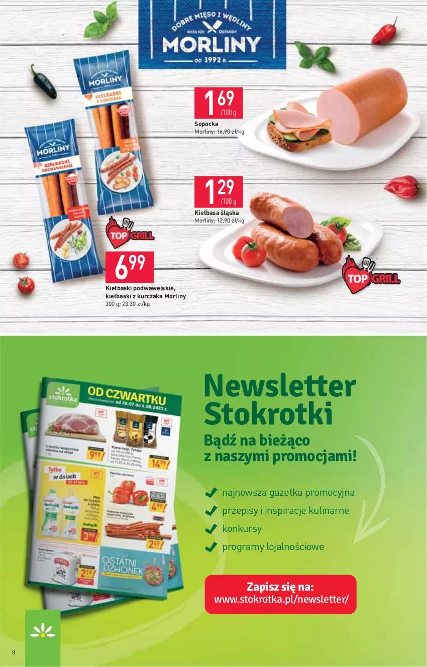 Gazetka promocyjna Stokrotka - Supermarket - ważna 29.07 do 04.08.2021 - strona 8 - produkty: Gra, Kiełbasa, Kiełbasa śląska, Kurczak, Morliny, Wawel