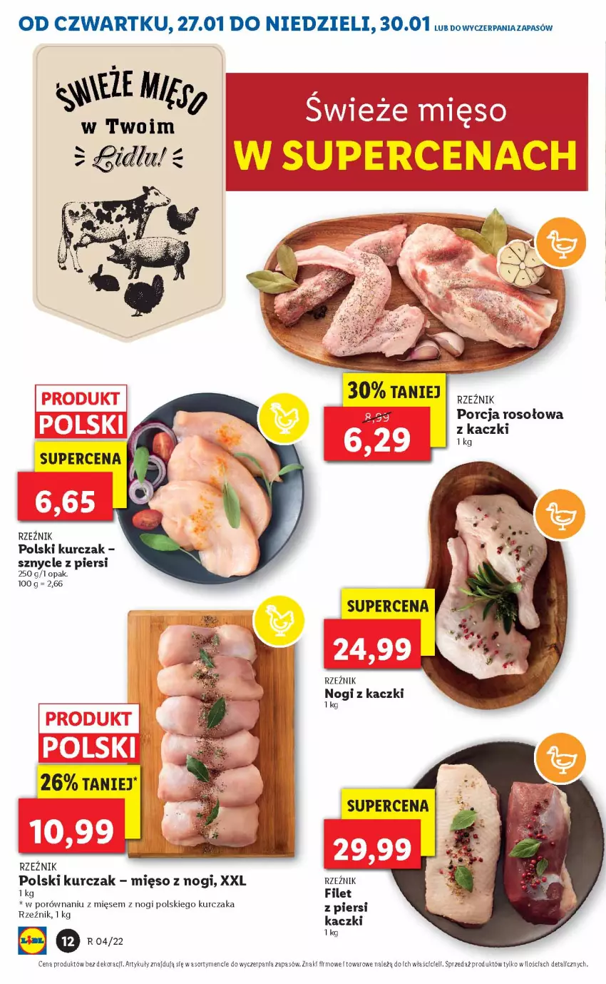 Gazetka promocyjna Lidl - GAZETKA - ważna 27.01 do 30.01.2022 - strona 12 - produkty: Filet z piersi kaczki, HP, Kurczak, Mięso, Por