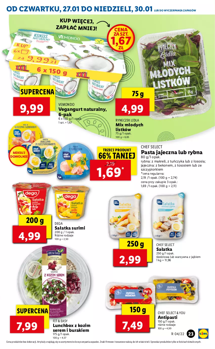 Gazetka promocyjna Lidl - GAZETKA - ważna 27.01 do 30.01.2022 - strona 23 - produkty: Beko, Buraki, Dega, Sałat, Sałatka, Ser, Sos, Surimi, Tuńczyk, Vegangurt