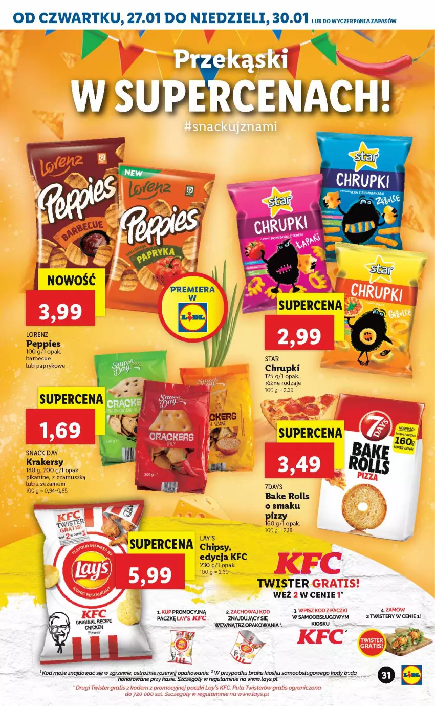 Gazetka promocyjna Lidl - GAZETKA - ważna 27.01 do 30.01.2022 - strona 31 - produkty: Bake Rolls, Chipsy, Chrupki, Gin, Gra, Krakersy, Lorenz, Mus, Sezam