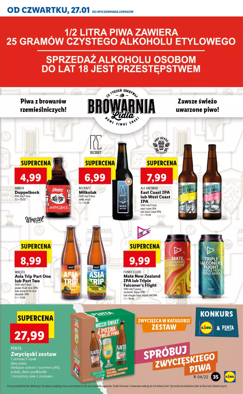 Gazetka promocyjna Lidl - GAZETKA - ważna 27.01 do 30.01.2022 - strona 35 - produkty: Alcon, Fa, LG, Piwa, Piwo, Podkład