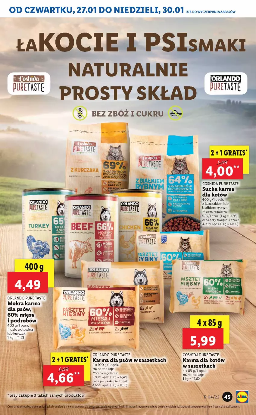 Gazetka promocyjna Lidl - GAZETKA - ważna 27.01 do 30.01.2022 - strona 45 - produkty: Gin, Gra, Koc, Kurczak, Mokra karma, Pur, Sucha karma, Wołowina