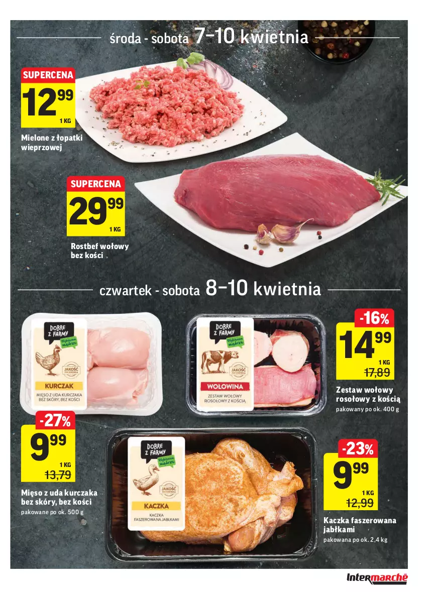 Gazetka promocyjna Intermarche - Gazetka tygodnia - ważna 07.04 do 12.04.2021 - strona 11 - produkty: Fa, Jabłka, Kaczka, Kaczka faszerowana, Kurczak, Mięso, Mięso z uda kurczaka, Rostbef