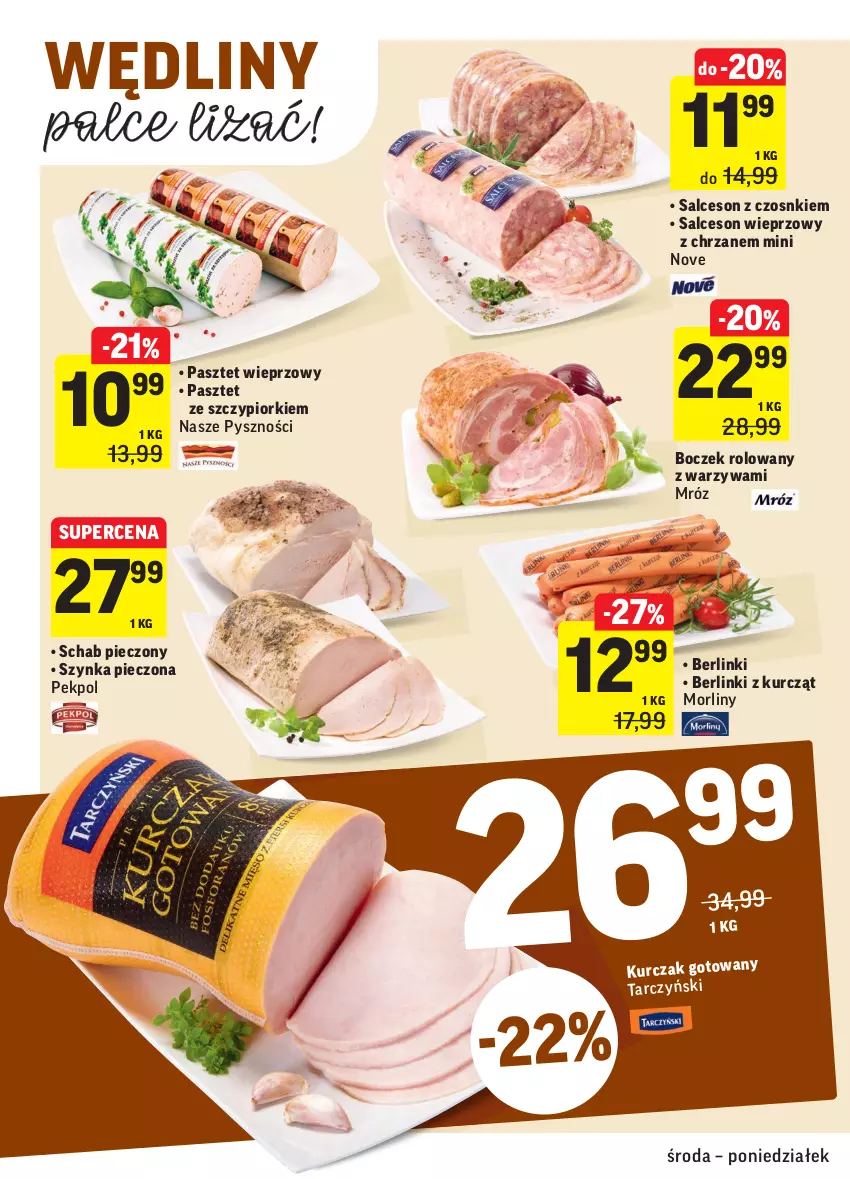 Gazetka promocyjna Intermarche - Gazetka tygodnia - ważna 07.04 do 12.04.2021 - strona 14 - produkty: Berlinki, Boczek, Chrzan, Kurczak, Morliny, Pasztet, Pekpol, Piec, Salceson, Schab pieczony, Szynka, Tarczyński, Warzywa