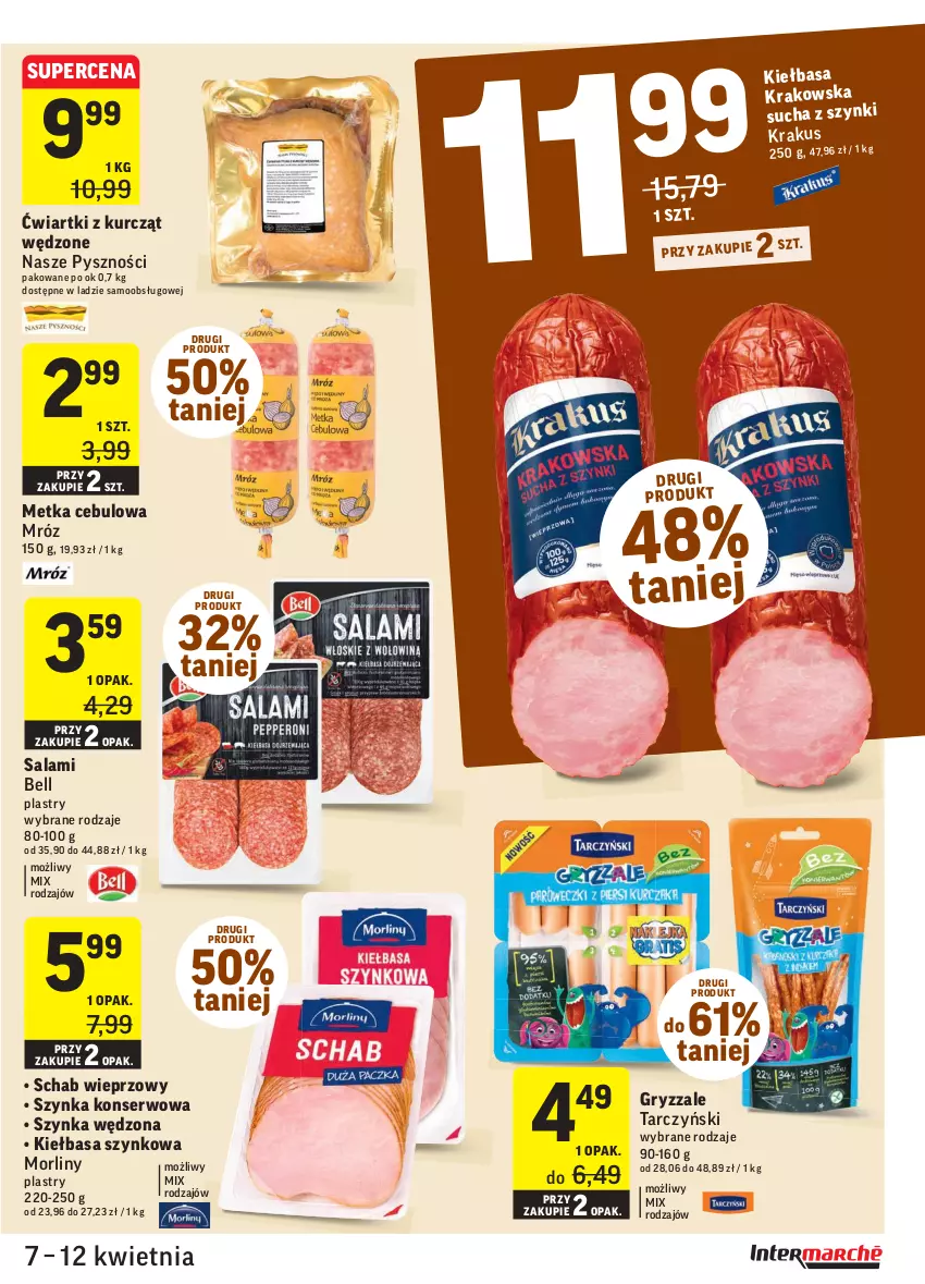 Gazetka promocyjna Intermarche - Gazetka tygodnia - ważna 07.04 do 12.04.2021 - strona 15 - produkty: Bell, Gry, Kiełbasa, Kiełbasa szynkowa, Morliny, Salami, Schab wieprzowy, Ser, Szynka, Szynka konserwowa, Tarczyński