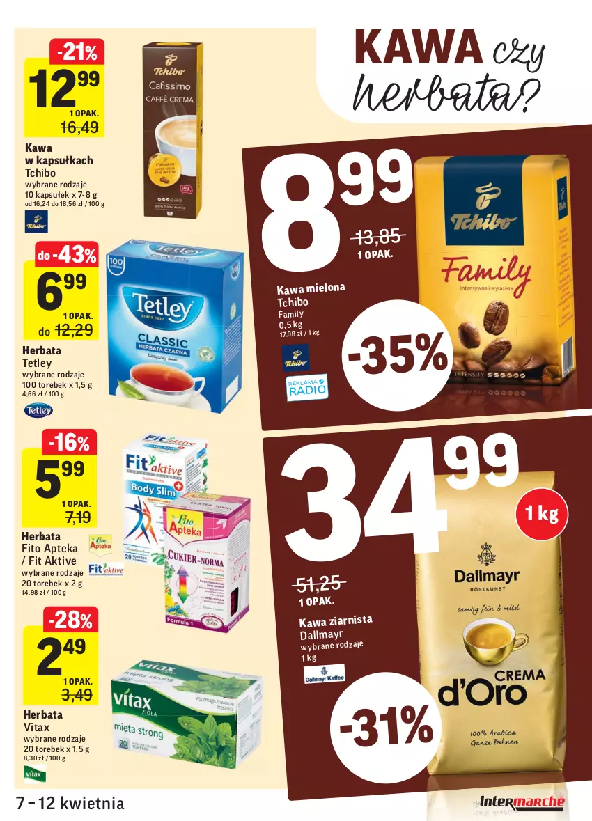 Gazetka promocyjna Intermarche - Gazetka tygodnia - ważna 07.04 do 12.04.2021 - strona 25 - produkty: Apteka, Dallmayr, Fa, Herbata, Kawa, Kawa mielona, Kawa ziarnista, Tchibo, Tetley, Vitax