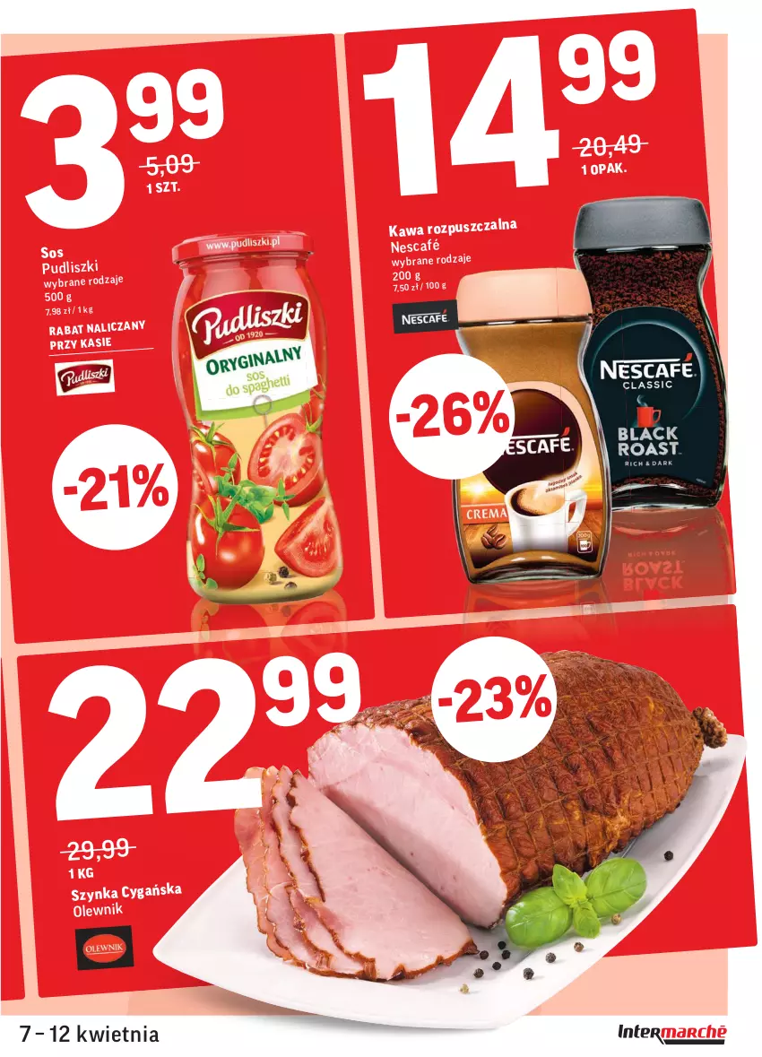 Gazetka promocyjna Intermarche - Gazetka tygodnia - ważna 07.04 do 12.04.2021 - strona 3 - produkty: Kawa, Nescafé, Olewnik, Pudliszki, Sos