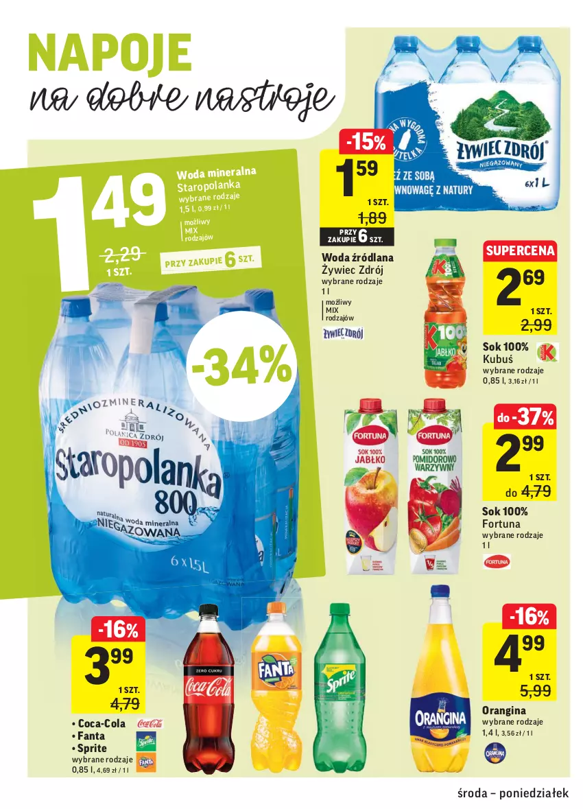 Gazetka promocyjna Intermarche - Gazetka tygodnia - ważna 07.04 do 12.04.2021 - strona 30 - produkty: Coca-Cola, Fa, Fanta, Fortuna, Gin, Kubuś, LANA, Napoje, Sok, Sprite, Staropolanka, Woda, Woda mineralna