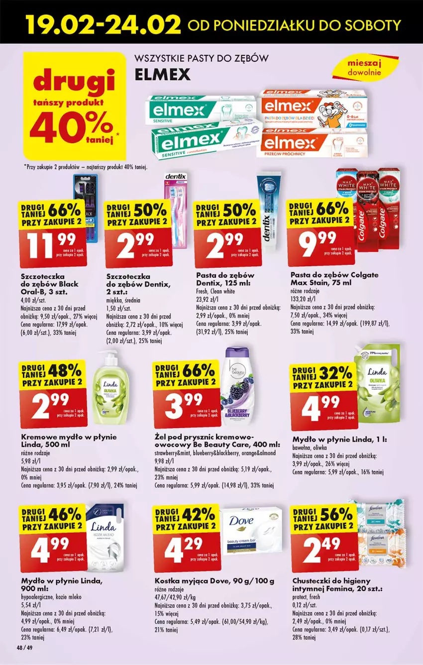 Gazetka promocyjna Biedronka - Od poniedzialku - ważna 19.02 do 24.02.2024 - strona 54 - produkty: Be Be, Chusteczki, Chusteczki do higieny, Colgate, Dove, Elmex, Kask, Kostka myjąca, Lack, LG, Mleko, Mydło, Mydło w płynie, Pasta do zębów, Ser, Szczoteczka, Szczoteczka do zębów, Top, Wełna