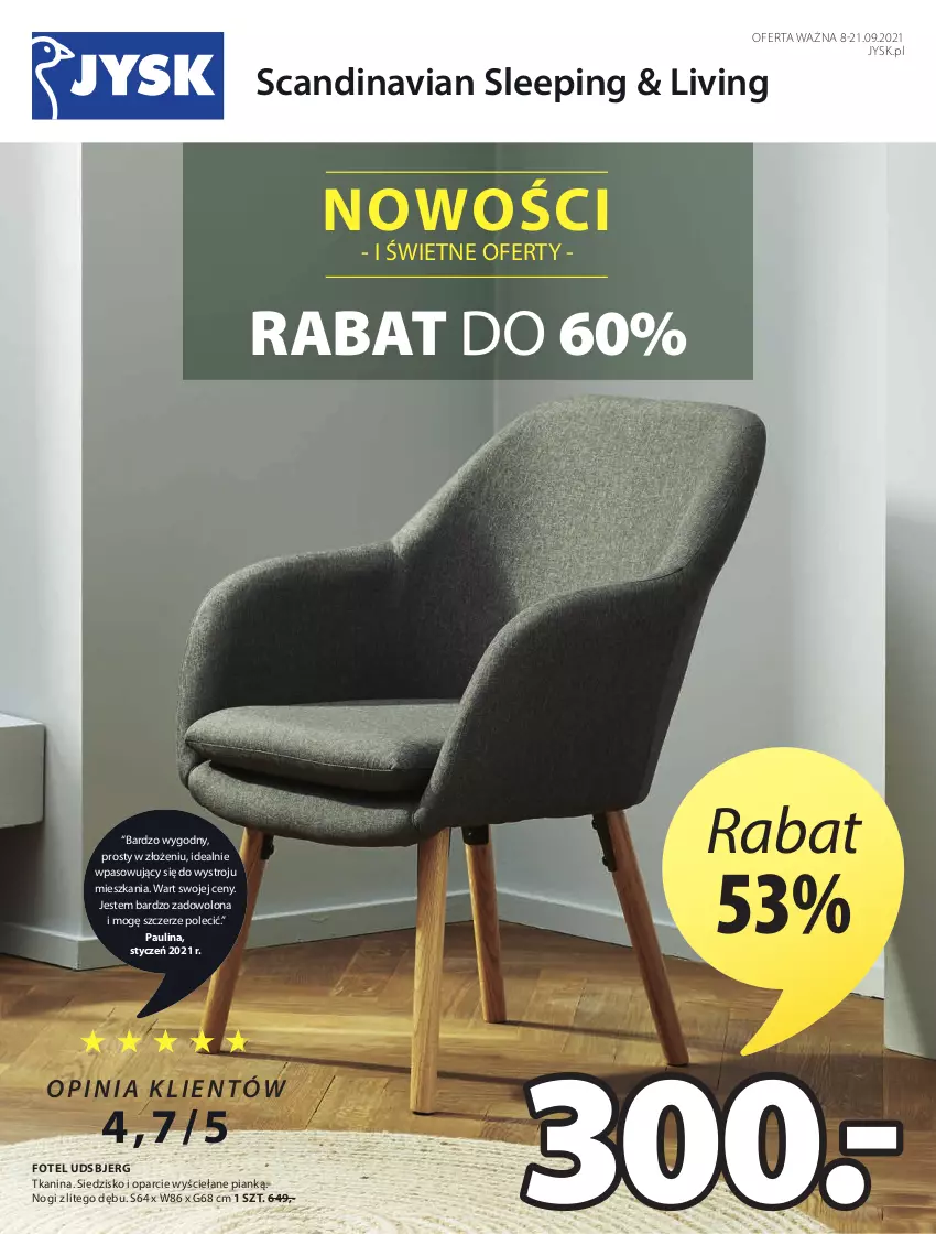 Gazetka promocyjna Jysk - Oferta tygodnia - ważna 08.09 do 21.09.2021 - strona 2 - produkty: Fotel, Siedzisko