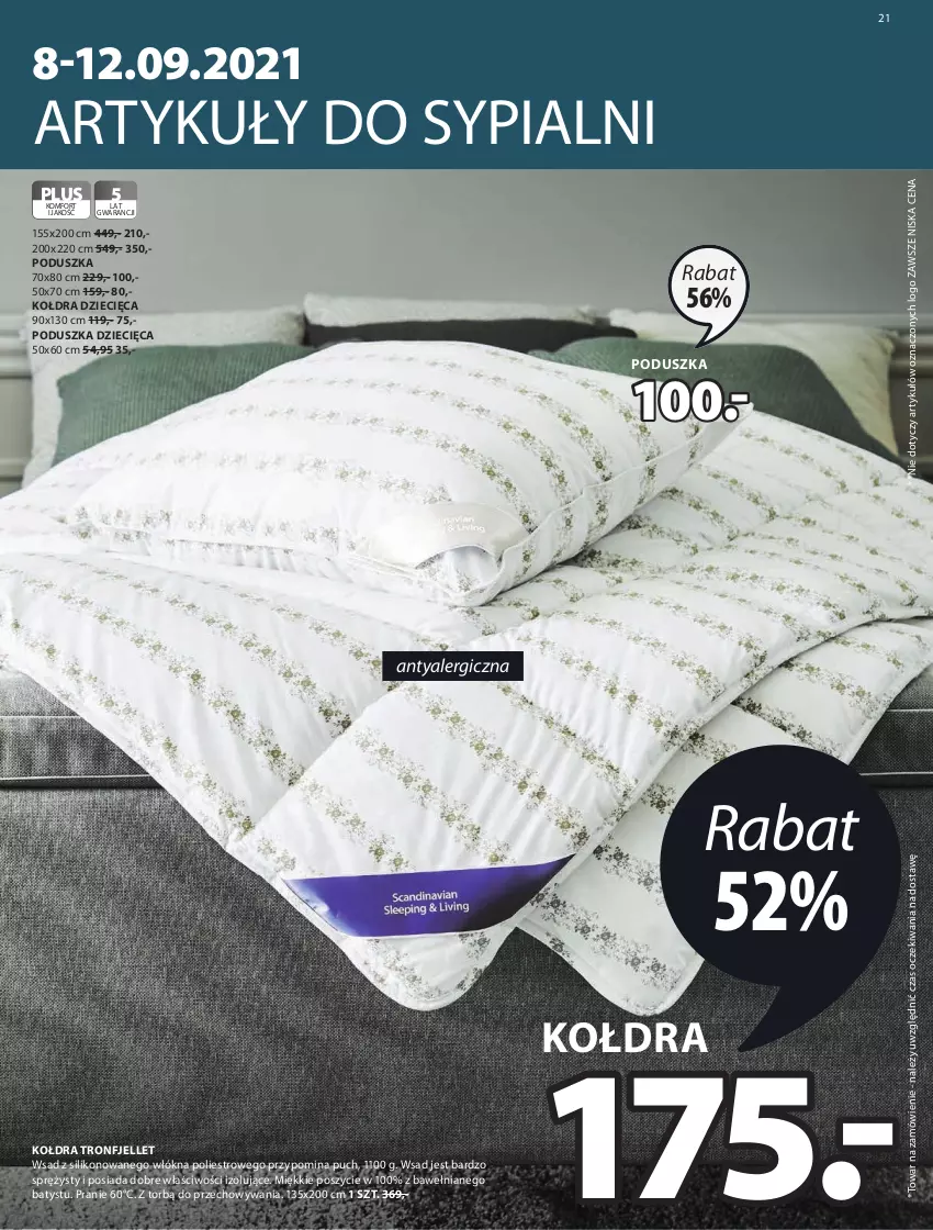 Gazetka promocyjna Jysk - Oferta tygodnia - ważna 08.09 do 21.09.2021 - strona 22 - produkty: Dzieci, Kołdra, Poduszka