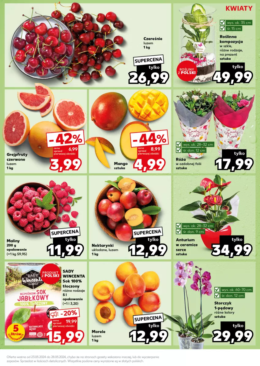 Gazetka promocyjna Kaufland - Kaufland - ważna 27.05 do 28.05.2024 - strona 15 - produkty: Grejpfrut, Maliny, Mango, Nektar, Róża, Ser, Sok, Storczyk