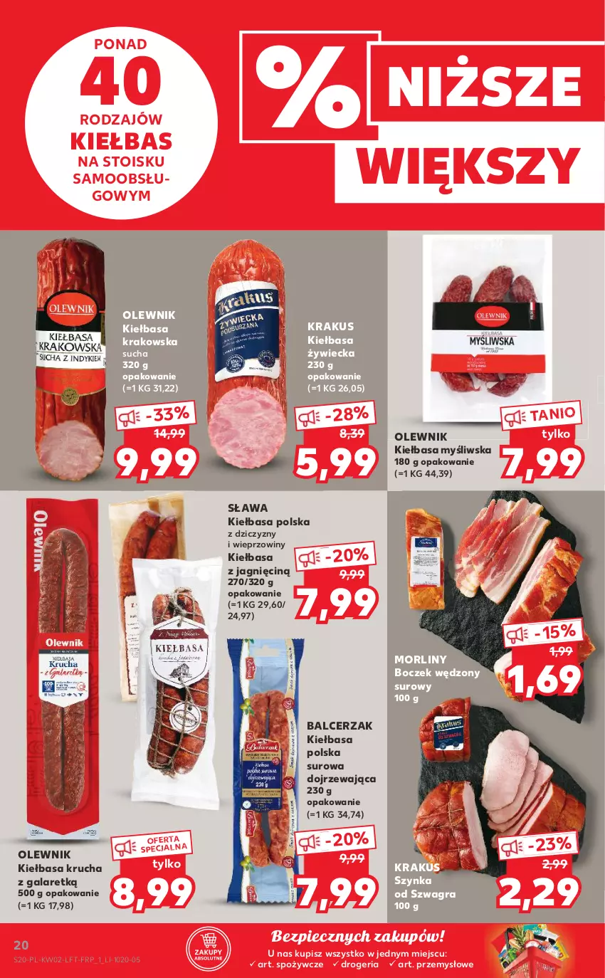 Gazetka promocyjna Kaufland - OFERTA TYGODNIA - ważna 13.01 do 19.01.2022 - strona 20 - produkty: Boczek, Gala, Gra, Kiełbasa, Kiełbasa krakowska, Kiełbasa krucha, Krakus, Morliny, Olewnik, Piec, Szynka