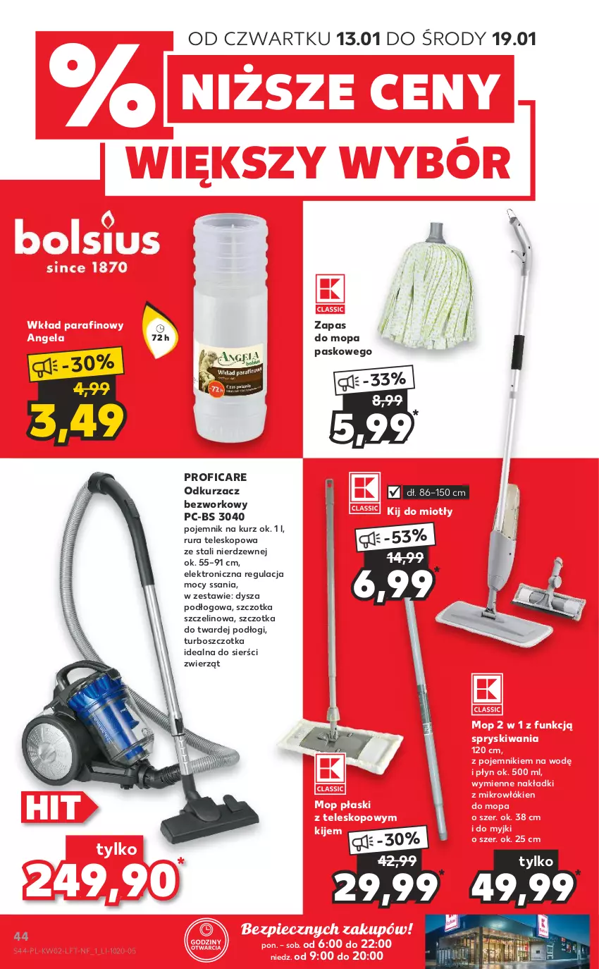 Gazetka promocyjna Kaufland - OFERTA TYGODNIA - ważna 13.01 do 19.01.2022 - strona 44 - produkty: Kije, Mop, Odkurzacz, Piec, Pojemnik, Rura, Szczotka, Teleskop