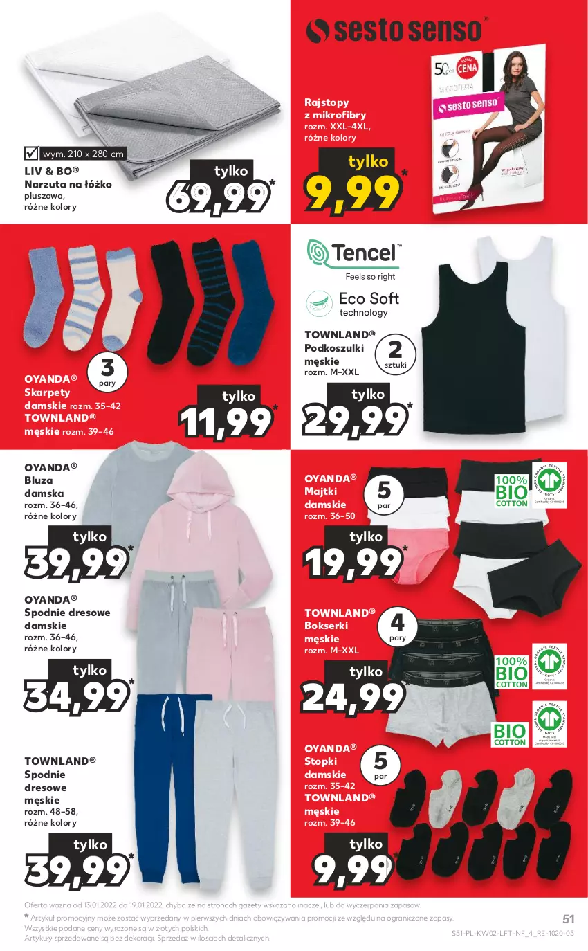 Gazetka promocyjna Kaufland - OFERTA TYGODNIA - ważna 13.01 do 19.01.2022 - strona 51 - produkty: Bluza, Bokserki, Dres, Gra, Karp, Kosz, Majtki, Narzuta, Rajstopy, Ser, Spodnie, Spodnie dresowe, Top