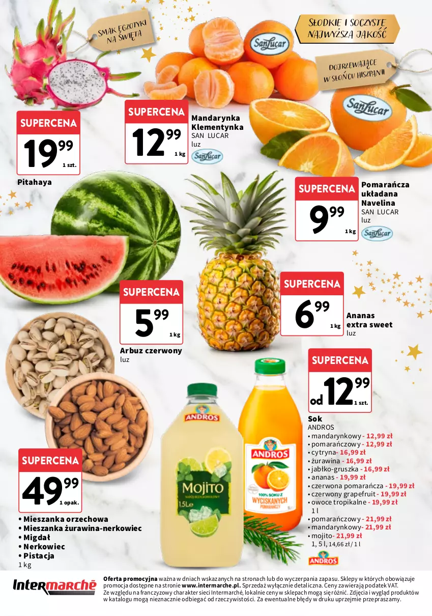 Gazetka promocyjna Intermarche - Gazetka Intermarche - ważna 04.12 do 23.12.2025 - strona 12 - produkty: Ananas, Arbuz, Gra, Mieszanka orzechowa, Owoce, Pitahaya, Sok