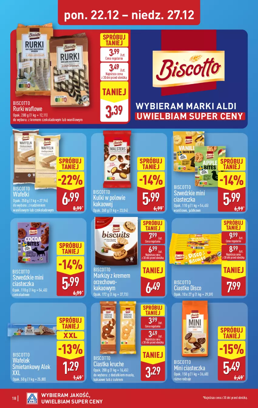 Gazetka promocyjna Aldi - Pełna oferta - ważna 22.12 do 27.12.2025 - strona 18 - produkty: Ciastka, Kakao, Rurki, Wafelek