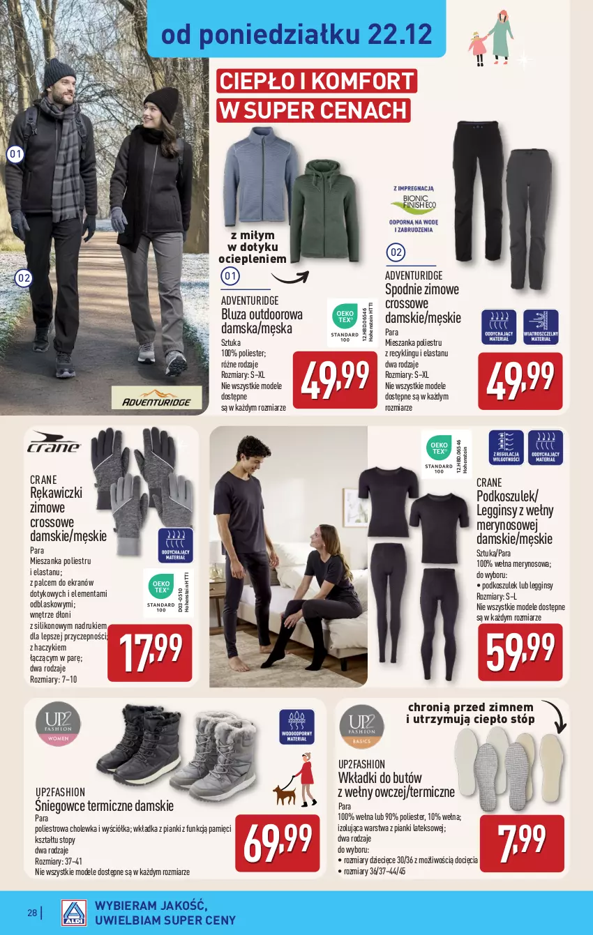 Gazetka promocyjna Aldi - Pełna oferta - ważna 22.12 do 27.12.2025 - strona 28 - produkty: Bluza, Dzieci, Fa, Gin, Haczyk, Kosz, Legginsy, Podkoszulek, Spodnie, Top, Wełna, Wkładki