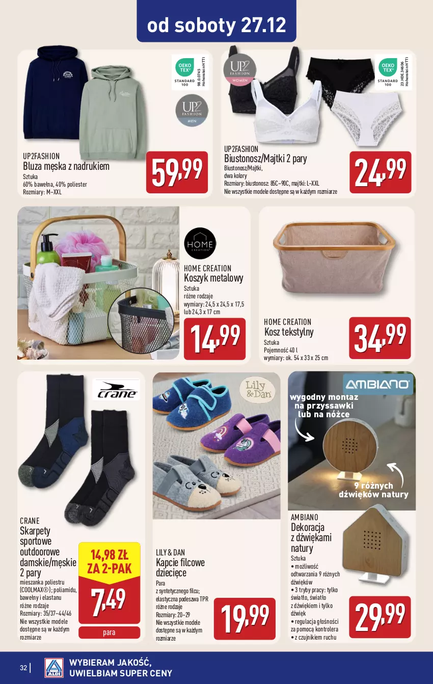 Gazetka promocyjna Aldi - Pełna oferta - ważna 22.12 do 27.12.2025 - strona 32 - produkty: Biustonosz, Bluza, Dzieci, Fa, Kapcie, Karp, Kontroler, Kosz, Majtki, Olma, Por, Sport, Wełna