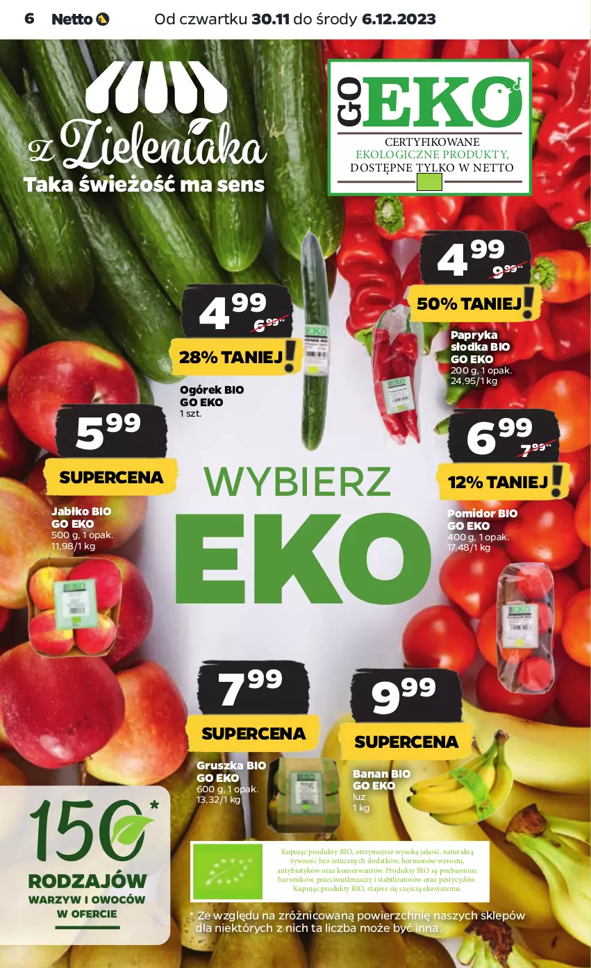 Gazetka promocyjna Netto - Artykuły spożywcze - ważna 30.11 do 06.12.2023 - strona 6 - produkty: Ogórek, Papryka, Papryka słodka, Ser, Sok