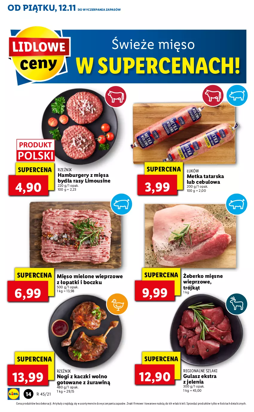 Gazetka promocyjna Lidl - GAZETKA - ważna 12.11 do 14.11.2021 - strona 14 - produkty: Burger, Hamburger, Metka tatarska, Mięso, Mięso mielone