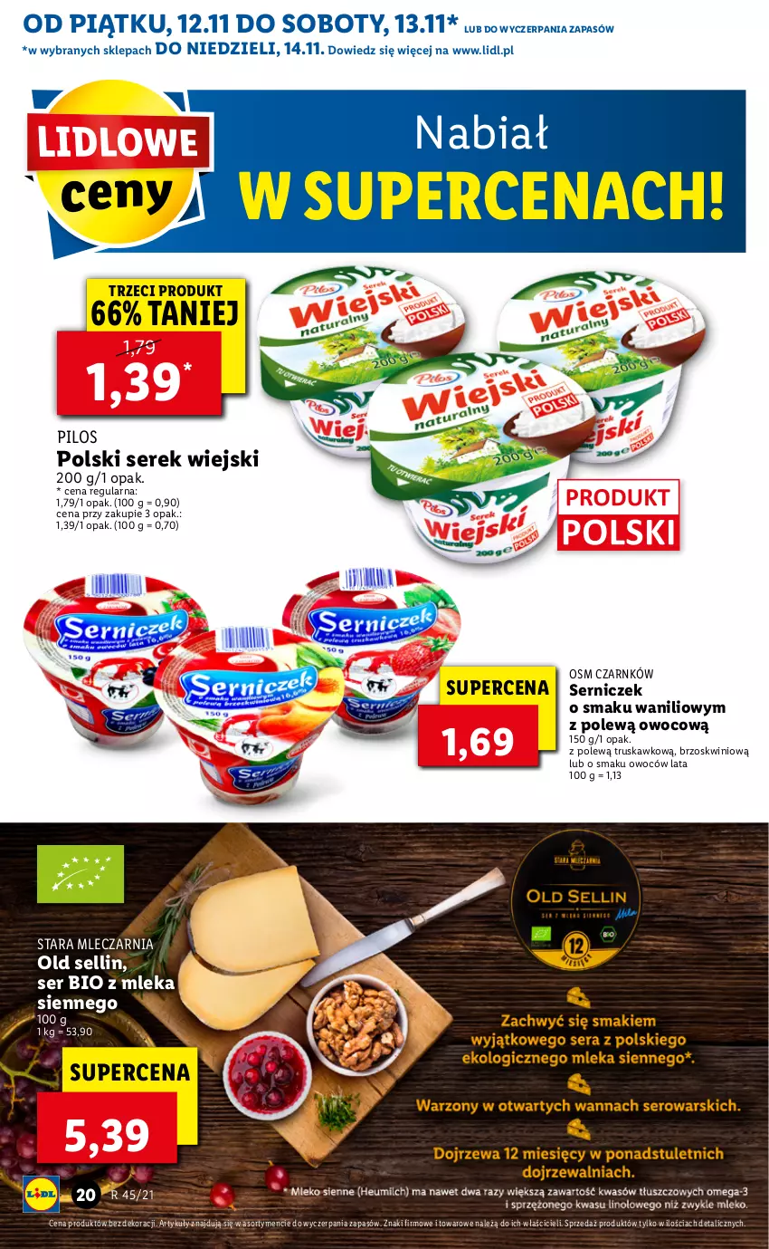 Gazetka promocyjna Lidl - GAZETKA - ważna 12.11 do 14.11.2021 - strona 20 - produkty: Pilos, Ser, Serek, Serek wiejski