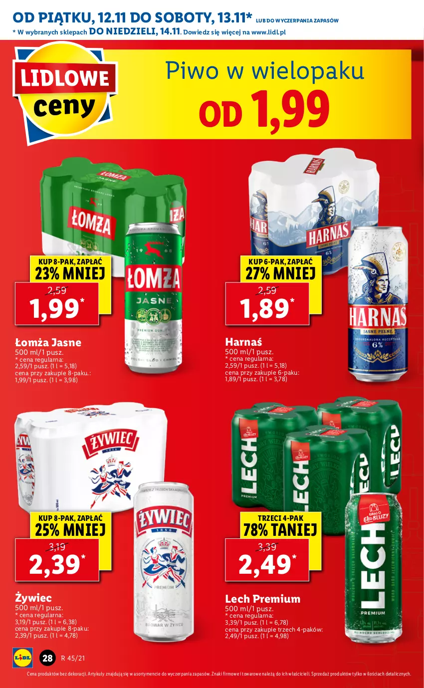 Gazetka promocyjna Lidl - GAZETKA - ważna 12.11 do 14.11.2021 - strona 28 - produkty: Harnaś, Lech Premium, Piwo