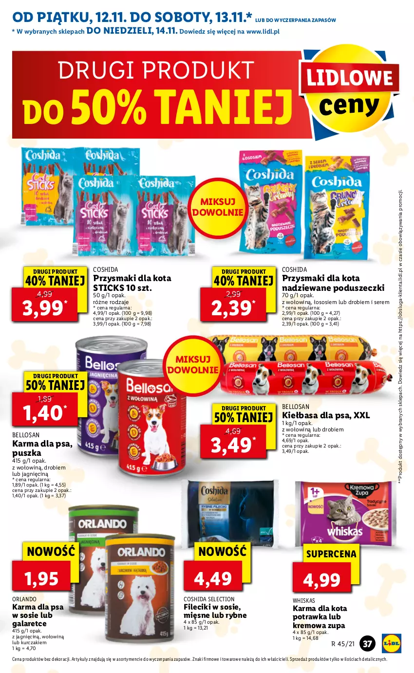 Gazetka promocyjna Lidl - GAZETKA - ważna 12.11 do 14.11.2021 - strona 37 - produkty: Bell, Gala, Kiełbasa, Kurczak, Przysmaki, Ser, Sos, Whiskas, Zupa