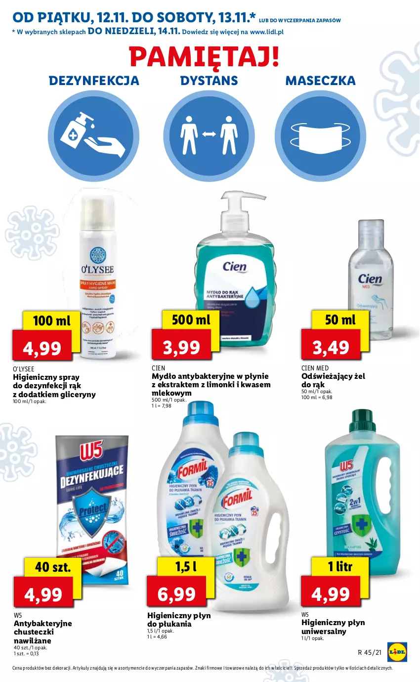 Gazetka promocyjna Lidl - GAZETKA - ważna 12.11 do 14.11.2021 - strona 43 - produkty: Chusteczki, Dezynfekcja, Mięta, Mleko, Mydło, Płyn do płukania