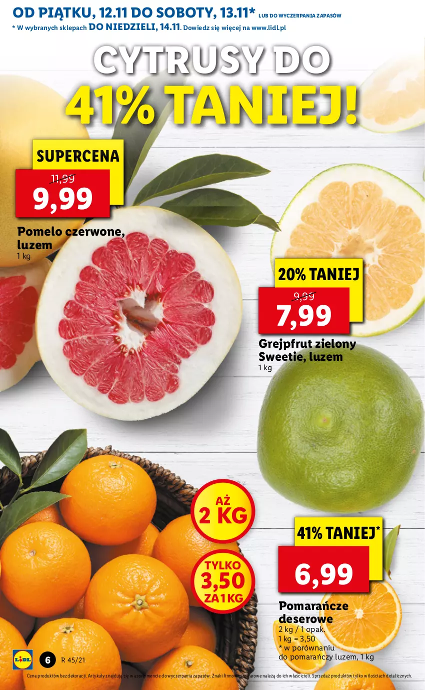 Gazetka promocyjna Lidl - GAZETKA - ważna 12.11 do 14.11.2021 - strona 6 - produkty: Deser, Grejpfrut, Pomarańcze, Pomelo, Por, Ser