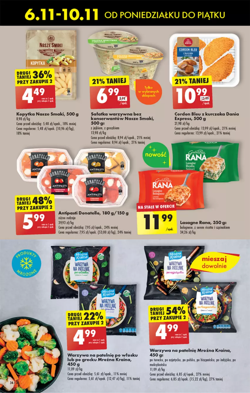 Gazetka promocyjna Biedronka - Od poniedzialku - ważna 06.11 do 11.11.2023 - strona 38 - produkty: Cordon Bleu, Kopytka, Kurczak, Lasagne, Sałat, Sałatka, Sałatka warzywna, Ser, Szpinak, Warzywa