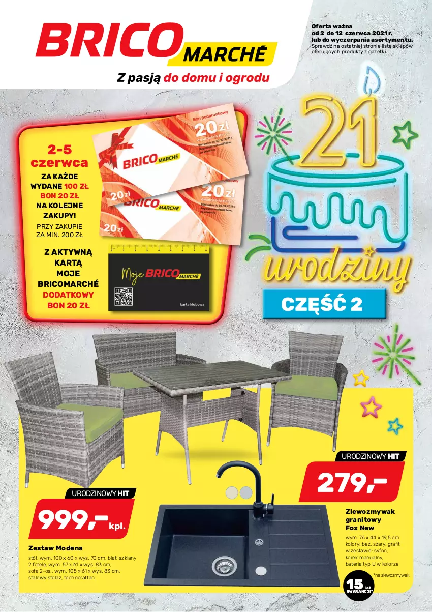 Gazetka promocyjna Bricomarche - Gazetka - ważna 02.06 do 12.06.2021 - strona 1 - produkty: Bateria, Fa, Fotel, Gra, Olej, Sofa, Stół, Syfon, Zlew, Zlewozmywak