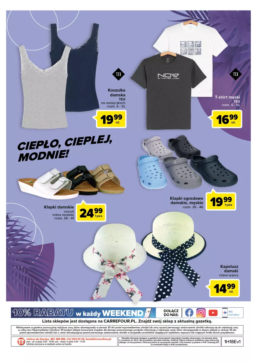 Gazetka promocyjna Carrefour - Gazetka Letnie trendy - ważna 02.05 do 13.05.2023 - strona 16 - produkty: Fa, Klapki, Kosz, Koszulka, T-shirt, Taca