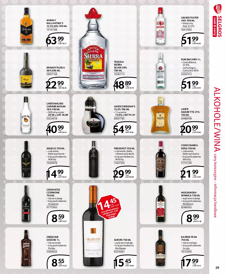 Gazetka promocyjna Selgros - Extra Oferta - ważna 01.02 do 28.02.2021 - strona 29 - produkty: Alkohole, Bacardi, Brandy, Gin, Gra, Likier, Malibu, Pliska, Rum, Tequila, Whisky