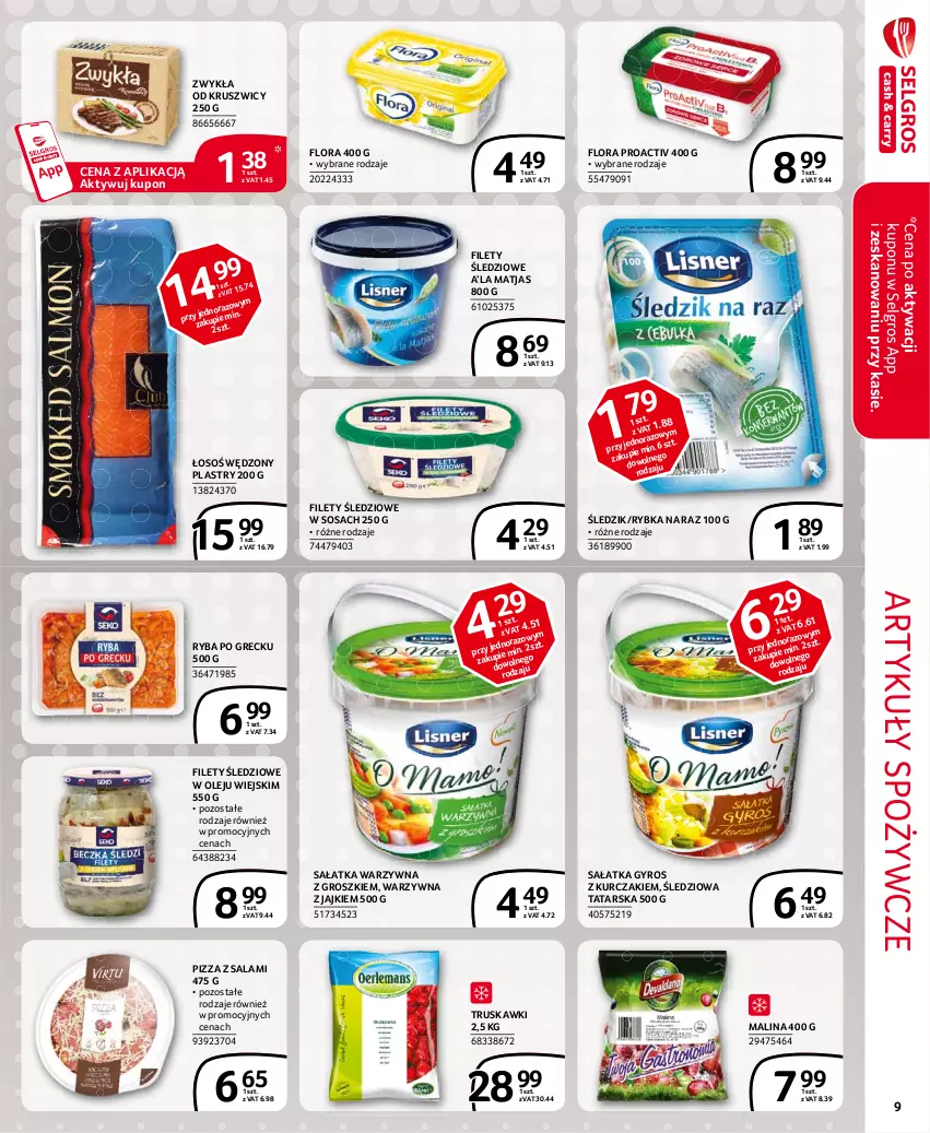 Gazetka promocyjna Selgros - Extra Oferta - ważna 01.02 do 28.02.2021 - strona 9 - produkty: Artykuły spożywcze, Flora, Gyros, Kurczak, LG, Matjas, Olej, Pizza, Ryba, Ryba po grecku, Rybka na raz, Salami, Sałat, Sałatka, Sałatka warzywna, Sos, Truskawki