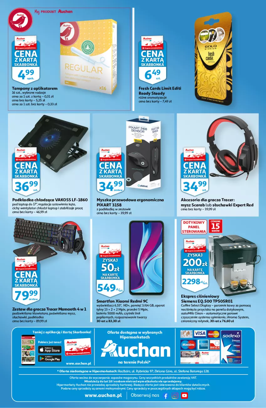 Gazetka promocyjna Auchan - Skarbonka #8 - ważna 24.02 do 02.03.2022 - strona 3 - produkty: Acer, Bateria, Fa, Gra, Klawiatura, LANA, Młynek, Mysz, PLATINET, Podkład, Podkładka, Siemens, Słuchawki, Smartfon, Tampony, Top