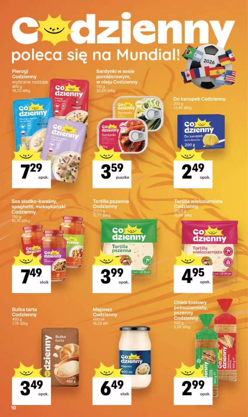 Gazetka promocyjna Delikatesy Centrum - Franczyza DC26 Czwartek - ważna 25.06 do 01.07.2026 - strona 10 - produkty: Bułka, Bułka tarta, Majonez, Olej, Pierogi, Sardynki, Sos, Spaghetti, Tarta, Tortilla