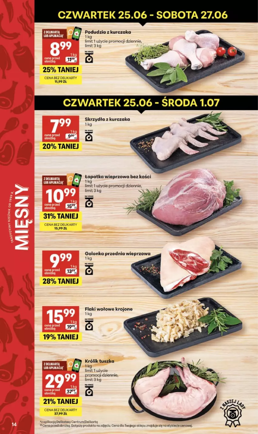 Gazetka promocyjna Delikatesy Centrum - Franczyza DC26 Czwartek - ważna 25.06 do 01.07.2026 - strona 14 - produkty: Flaki, Flaki wołowe, Królik, Kurczak, Rum, Tusz
