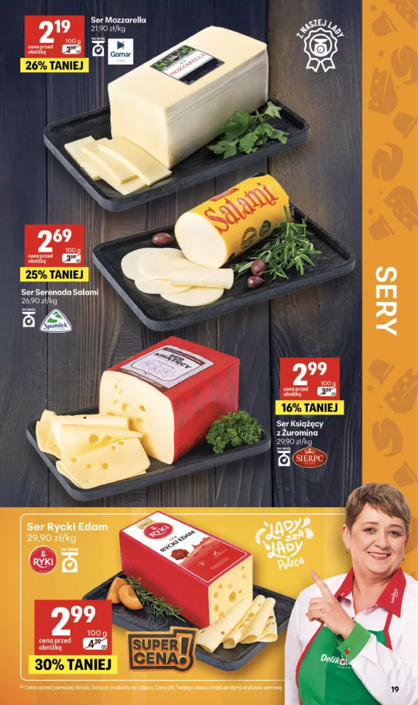 Gazetka promocyjna Delikatesy Centrum - Franczyza DC26 Czwartek - ważna 25.06 do 01.07.2026 - strona 19 - produkty: Edam, Mozzarella, Rycki Edam, Salami, Ser