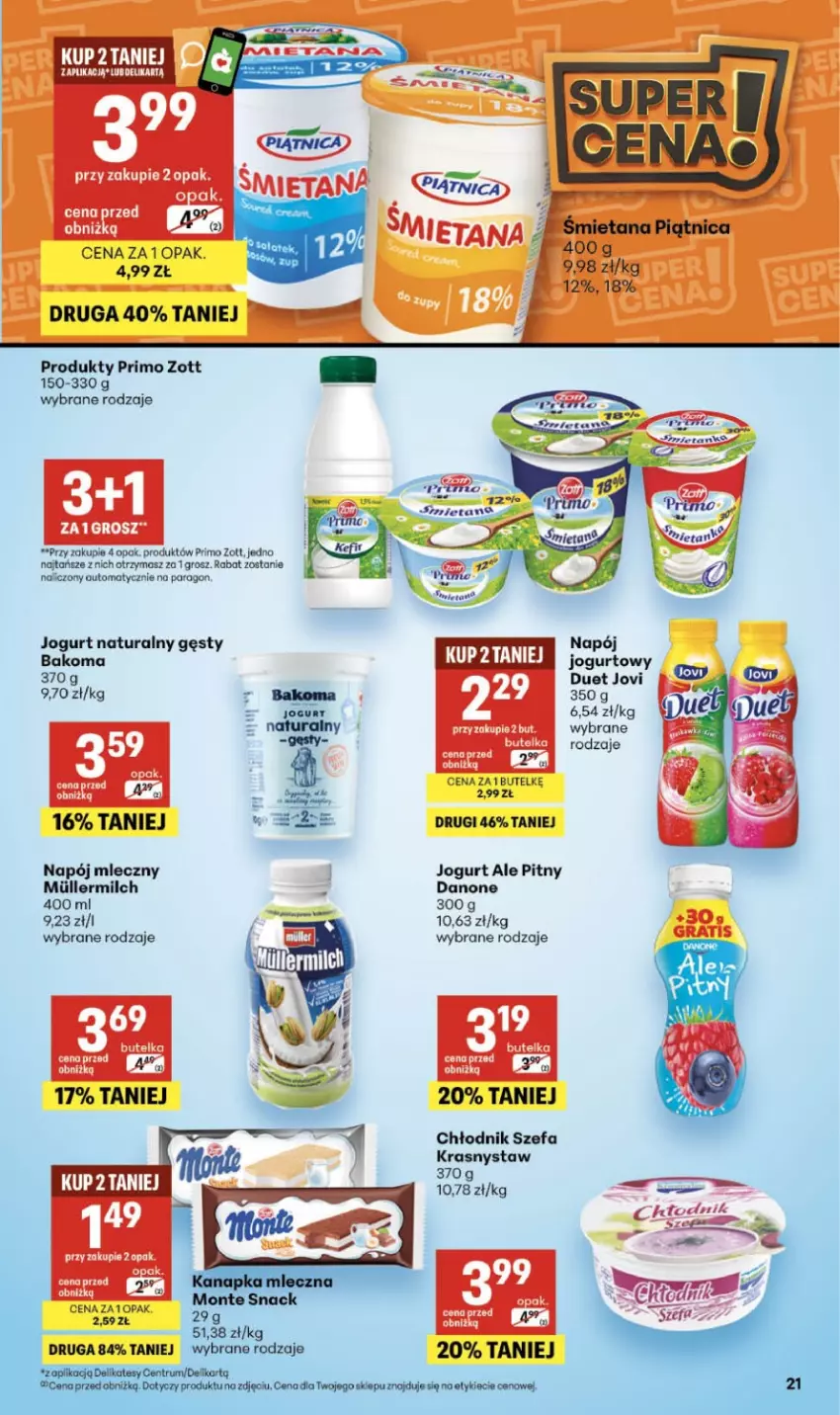 Gazetka promocyjna Delikatesy Centrum - Franczyza DC26 Czwartek - ważna 25.06 do 01.07.2026 - strona 21 - produkty: Bakoma, Danone, Fa, Jogurt, Jogurt naturalny, Napój, Napój mleczny, Zott