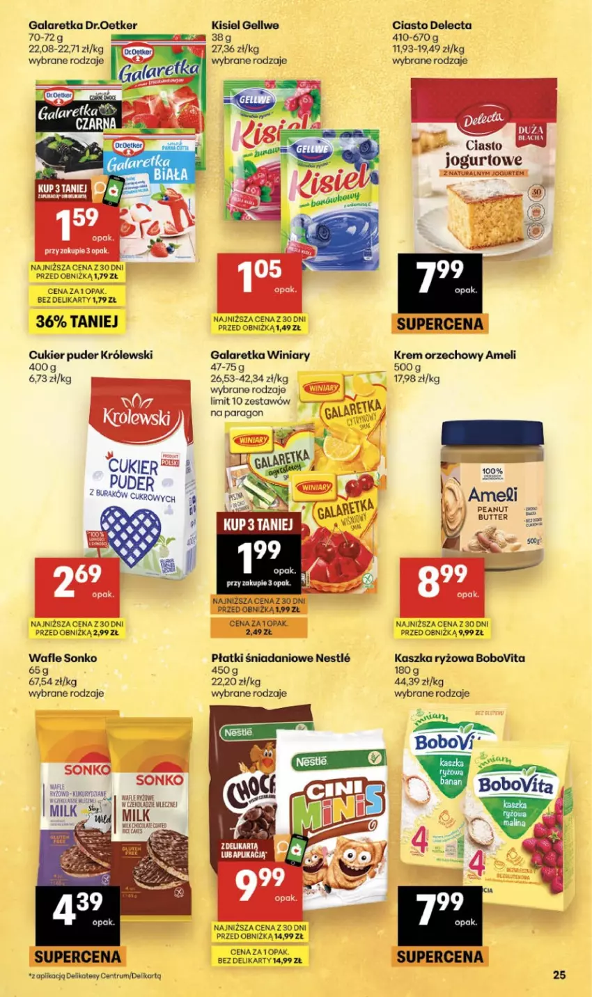 Gazetka promocyjna Delikatesy Centrum - Franczyza DC26 Czwartek - ważna 25.06 do 01.07.2026 - strona 25 - produkty: BoboVita, Ciasto jogurtowe, Cukier, Cukier puder, Danio, Delecta, Gala, Galaretka, Jogurt, Kisiel, Krem orzechowy, Królewski, Puder, Rum, Ryż, Sonko, Wafle, Winiary