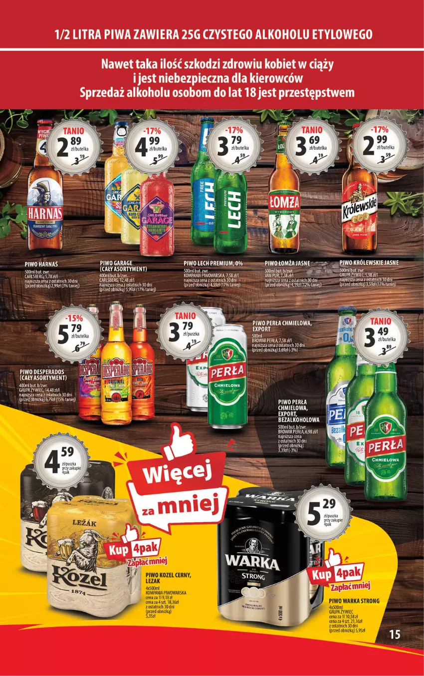 Gazetka promocyjna Arhelan - Gazetka - ważna 07.02 do 16.02.2025 - strona 15 - produkty: Carlsberg, Fa, Harnaś, Królewski, Lech Premium, Perła, Piwa, Piwo, Por