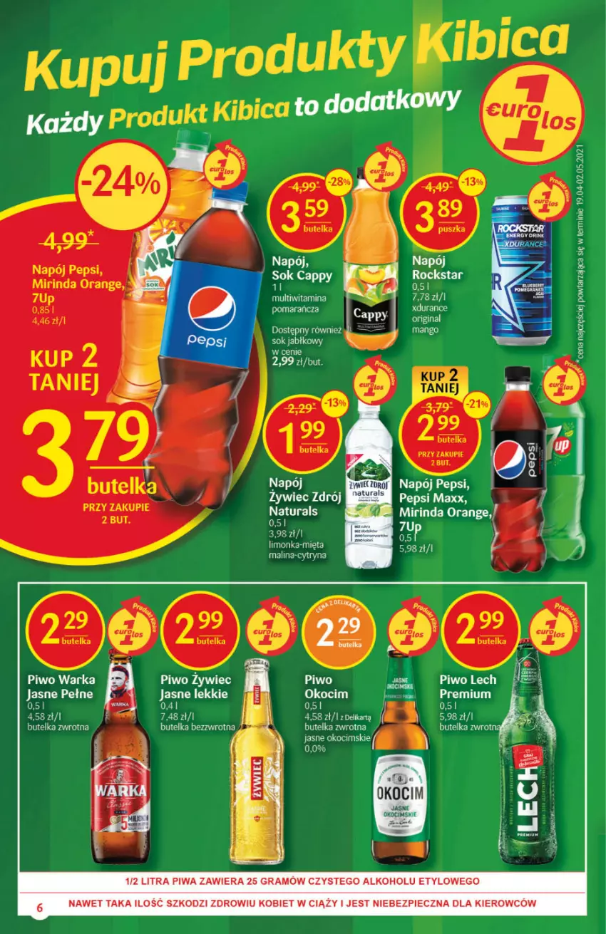 Gazetka promocyjna Delikatesy Centrum - Gazetka Delikatesy Centrum - ważna 24.06 do 30.06.2021 - strona 6 - produkty: Cappy, Fa, Gra, Koc, Limonka, Mięta, Mirinda, Napój, Okocim, Pepsi, Pepsi max, Piec, Piwa, Piwo, Sok, Warka