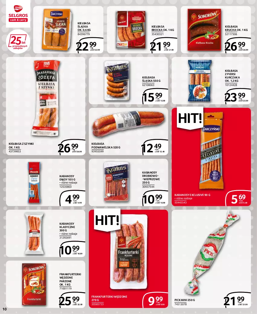 Gazetka promocyjna Selgros - Extra Oferta - ważna 01.05 do 31.05.2022 - strona 10 - produkty: Frankfurterki, Kabanos, Kiełbasa, Kiełbasa krucha, Kiełbasa podwawelska, Kiełbasa śląska, Kiełbasa z piersi kurczaka, Kurczak, Wawel