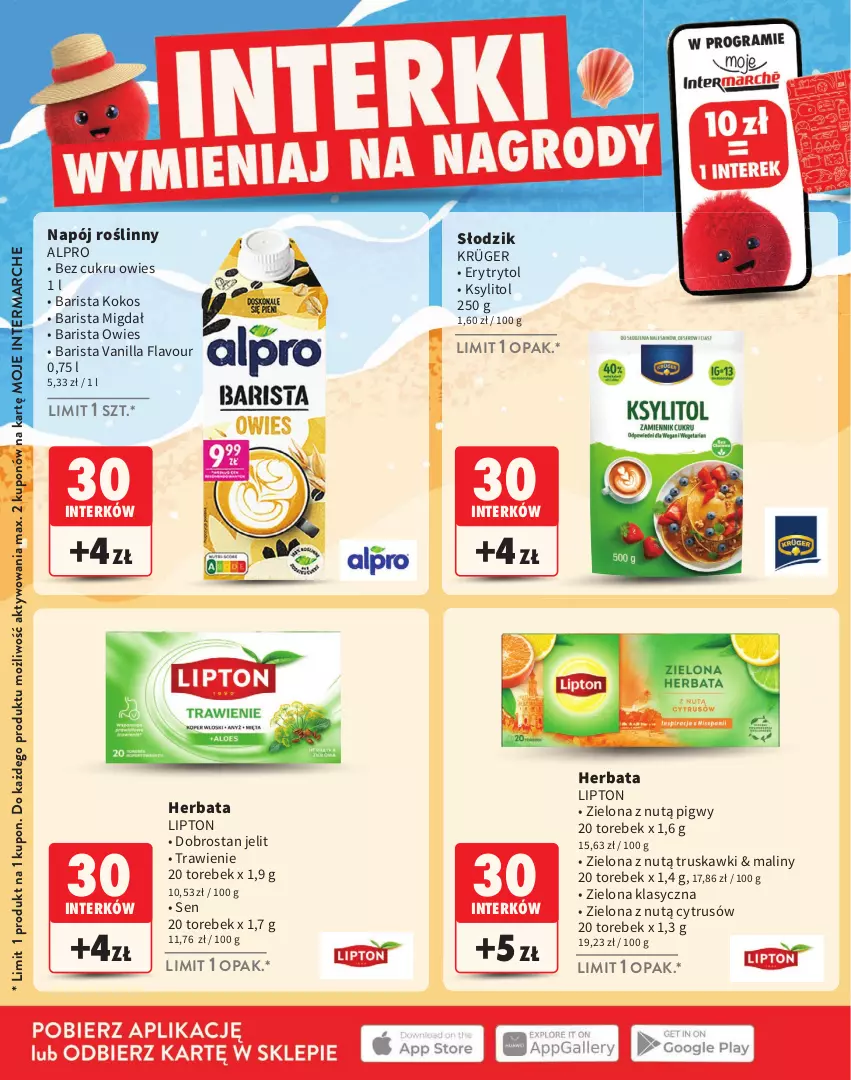 Gazetka promocyjna Intermarche - Gazetka Intermarche - ważna 02.07 do 02.09.2026 - strona 14 - produkty: Alpro, Herbata, Kokos, Ksylitol, Lipton, Maliny, Napój, Napój roślinny, Truskawki