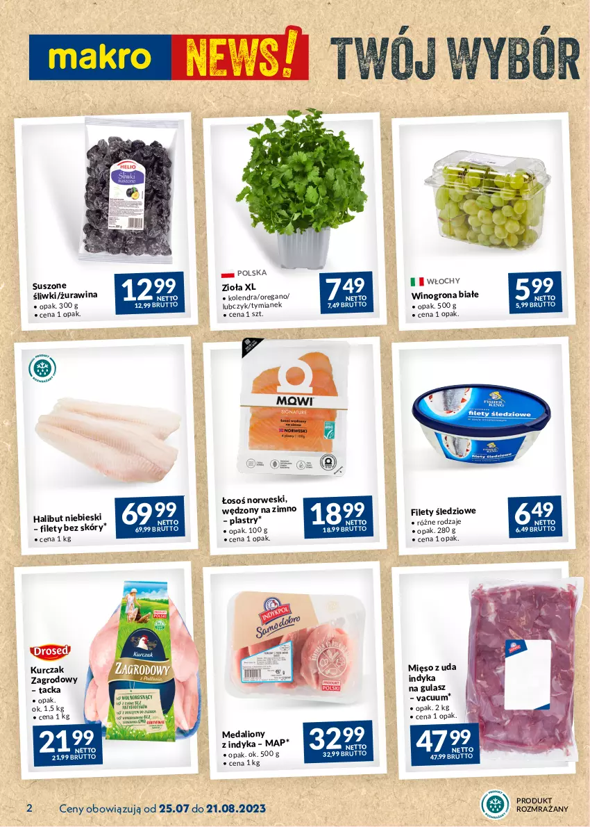 Gazetka promocyjna Makro - Najlepsze oferty - oferta z alkoholem - ważna 25.07 do 21.08.2023 - strona 2 - produkty: Halibut, Kolendra, Kurczak, Lion, Mięso, Wino, Winogrona